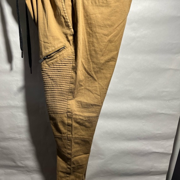 Men khaki straight leg gathering at the bottom two pair black and khaki 12ec - Picture 3 of 8